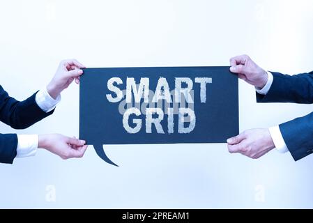 Text caption presenting Smart Grid, Word for includes of operational and energy measures including meters Stock Photo