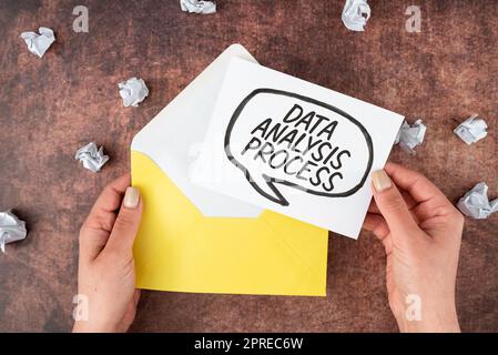 Sign displaying Data Analysis Process, Conceptual photo build a dashboard and analyze with graphs and visualization Stock Photo
