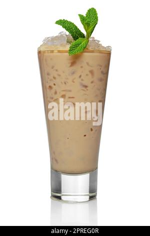 ice cocktail with baileys in highball glass isolated on white Stock Photo