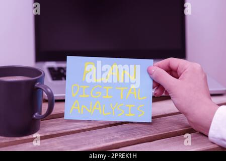 Text caption presenting Plan Digital Analysis, Concept meaning sales data and economic growth graph chart, business strategy Stock Photo