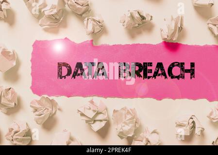 Conceptual caption Data Breach, Conceptual photo unauthorized release of confidential and secured details Stock Photo