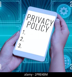 Handwriting text Privacy Policy, Concept meaning Documentation regarding the management of the client s is data Stock Photo