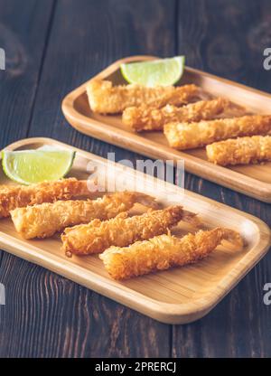 Shrimp Tempura With Lime Wedges On The Plate Stock Photo - Alamy