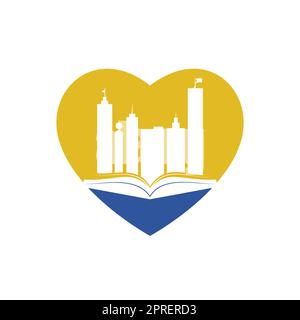 Education building logo design. Vector of book and a building, symbol of library and study. Stock Vector