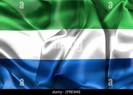Sierra Leone flag of silk-3D panoramic illustration Stock Photo - Alamy