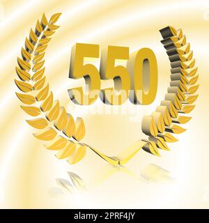 Number 550 with laurel wreath or honor wreath as a 3D-illustration, 3D-rendering Stock Photo