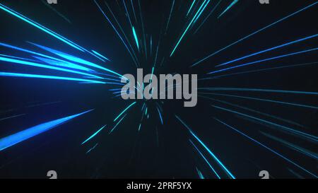 Speed of digital lights tunnel Stock Photo