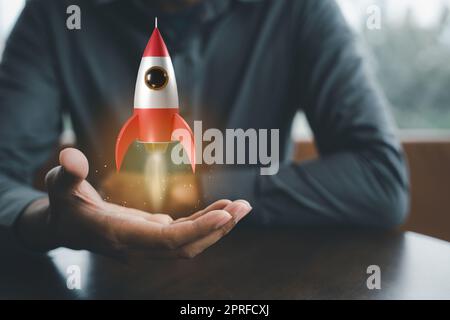 Businessman holding on hand icon of user man,woman low poly polygon ...