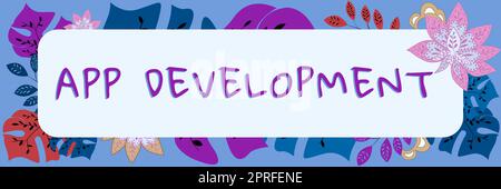 Conceptual display App Development, Word for producing computer software with a specialized purpose Stock Photo