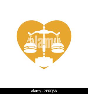 Food law vector logo design template. Law balance and burger icon design. Stock Vector
