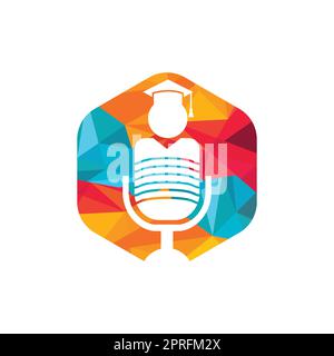 Student podcast vector logo icon symbol design. Education podcast logo concept. Stock Vector