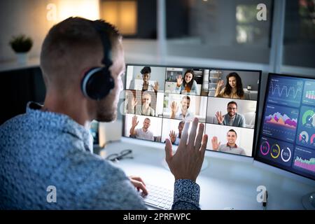 Digital Online Video Conference Webinar Stock Photo