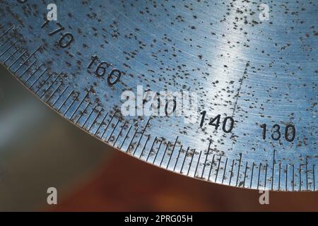 Round scale of angle measurement from vintage telescope Stock Photo