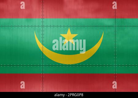 3D Flag of Mauritania on a metal wall background Stock Photo - Alamy