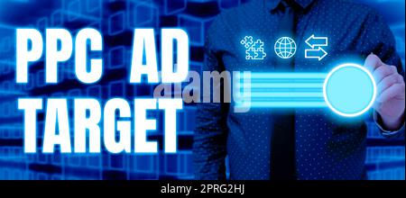 Text caption presenting Ppc Ad Target. Business overview Pay per click advertising marketing strategies online campaign Stock Photo