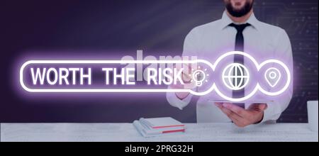Handwriting text Worth The Risk, Internet Concept Something may be dangerous but you still want to do it Colorful Pegs Placed Around Speech Bubble Wit Stock Photo