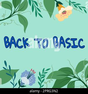 Text caption presenting Back To Basic, Business concept Return simple things Fundamental Essential Primary basis Businessman Pointing Important Inform Stock Photo