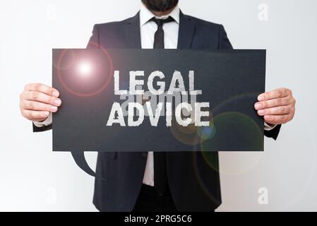 Conceptual display Legal Advice. Business overview Recommendations given by lawyer or law consultant expert Stock Photo