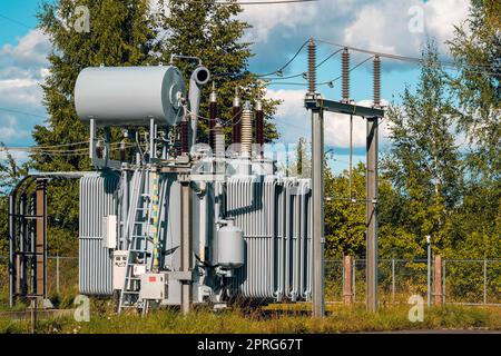 Power Transformer in substation Stock Photo