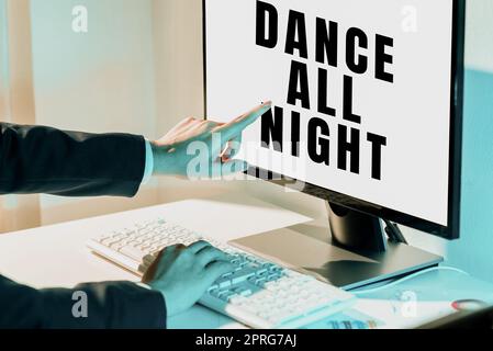 Writing displaying text Dance All Night. Business overview Party for the whole day excited enjoying on a disco Circular Chat Box Representing Messaging Through Social Media. Stock Photo