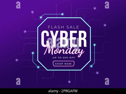 Cyber Monday Template Hand Drawn Cartoon Flat Background Illustration ...