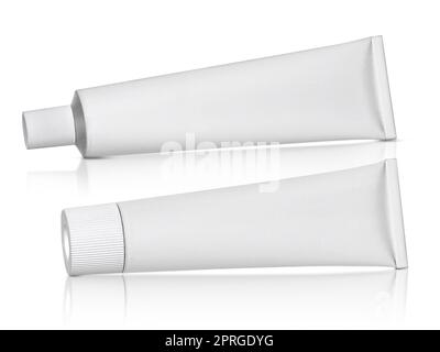 Aluminum cream white tube isolated on white background Stock Photo