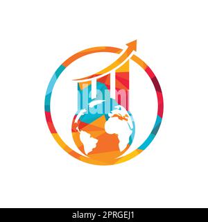 World Stats vector logo design template. World finance logo design concept. Stock Vector