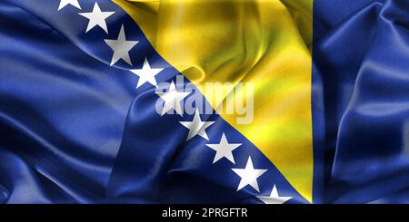 Bosnia and Herzegovina flag - realistic waving fabric flag Stock Photo ...