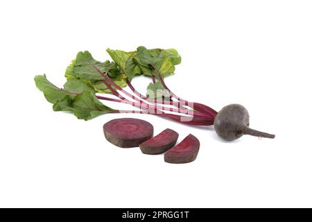 Whole and sliced beetroot over white background Stock Photo