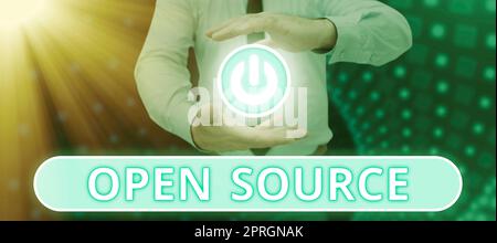 Handwriting text Open Source, Word Written on contains the source code that can be modified and enhanced Stock Photo