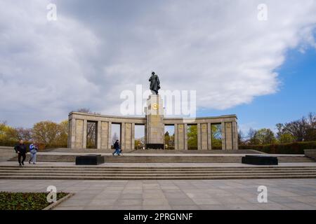 Berlin, Germany - April 19, 2023 : View of the Sowjetisches Ehrendenkmal, the Soviet War Memorial in Berlin Germany Stock Photo