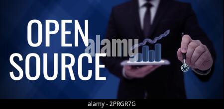 Text showing inspiration Open Source, Business overview contains the source code that can be modified and enhanced Stock Photo