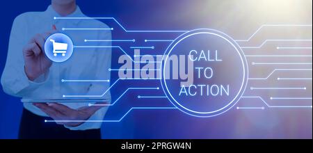 Inspiration showing sign Call To Action. Word for Encourage Decision Move to advance Successful strategy Important Messages Written In Shape Of Cloud With Arrows Around. Stock Photo