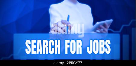 Inspiration showing sign Search For Jobs. Business approach Unemployed looking for new opportunities Headhunting Comic Speech Bubble In Bang Shape Representing Business Promotion. Stock Photo