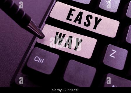 Text caption presenting Easy Way, Word for making hard decision between two less and more effort method Stock Photo