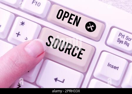 Text caption presenting Open Source, Internet Concept contains the source code that can be modified and enhanced Stock Photo