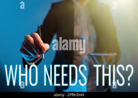 Text caption presenting Who Needs This. Word for Asking if someone is in need of something in particular Cloud Thought Bubble With Template For Web Banners And Advertising. Stock Photo