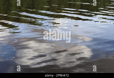 Water surfaces with waves and ripples and the sunlight reflecting at the surface. Stock Photo