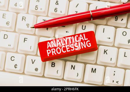 Text caption presenting Analytical Processing, Concept meaning easily View Write Reports Data Mining and Discovery Stock Photo