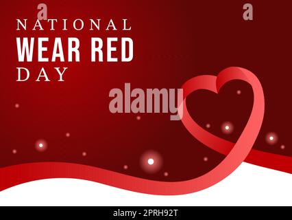 National Wear Red Day on February 7th Template Hand Drawn Cartoon Flat Illustration to inform Women Heart Disease Design Stock Vector