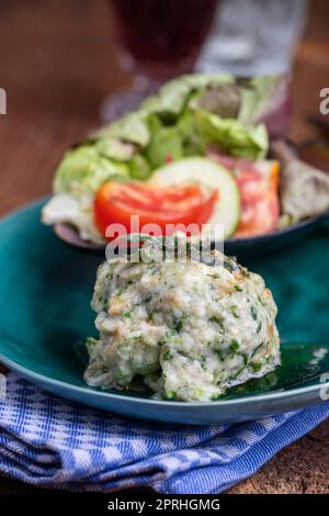 rustic spinach dumpling Stock Photo