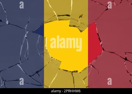 3D Flag of Chad on a glass breakage background Stock Photo - Alamy