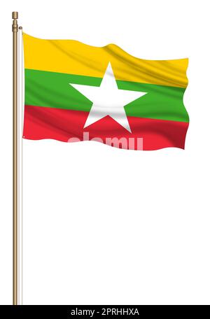 3D Flag of Myanmar on a metal wall background Stock Photo - Alamy