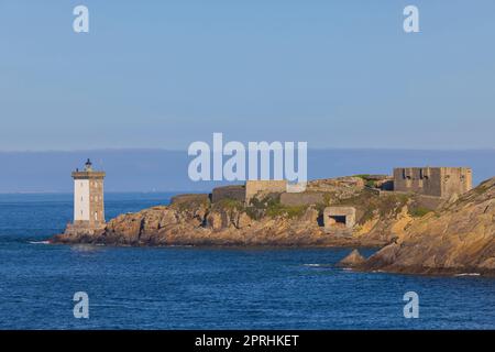 Le Conquet with Phare de Kermorvan, Brittany, France Stock Photo