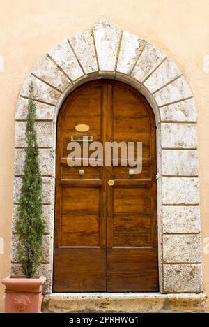 lovely tuscan doors, Volterra, Italy Stock Photo