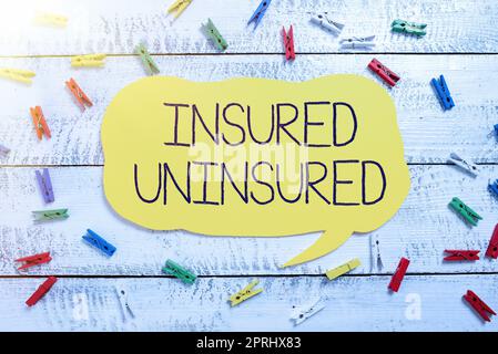 Conceptual display Insured UninsuredCompany selling insurance Checklist to choose from. Internet Concept Company selling insurance Checklist to choose from Stock Photo