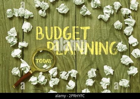 Sign displaying Budget PlanningThe written description about current and future expenses. Word Written on The written description about current and future expenses Stock Photo