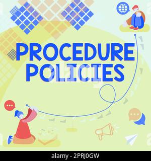Text caption presenting Procedure PoliciesSteps to Guiding Principles Rules and Regulations. Business concept Steps to Guiding Principles Rules and Regulations Stock Photo