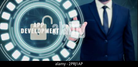Writing displaying text App Development, Conceptual photo gathering of showing for the purpose of discussing an issue Stock Photo
