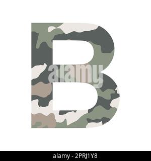 English alphabet letter B, khaki style isolated on white background - Vector illustration Stock Photo